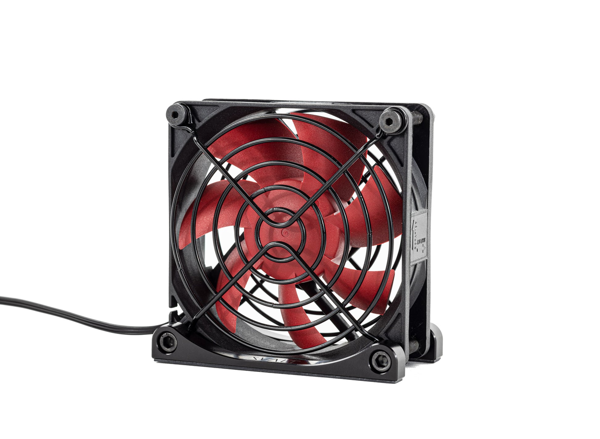 SVALT Cooling Fan model Fx red back side view for quiet fan and heatsink cooling performance with Apple laptop MacBook Pro