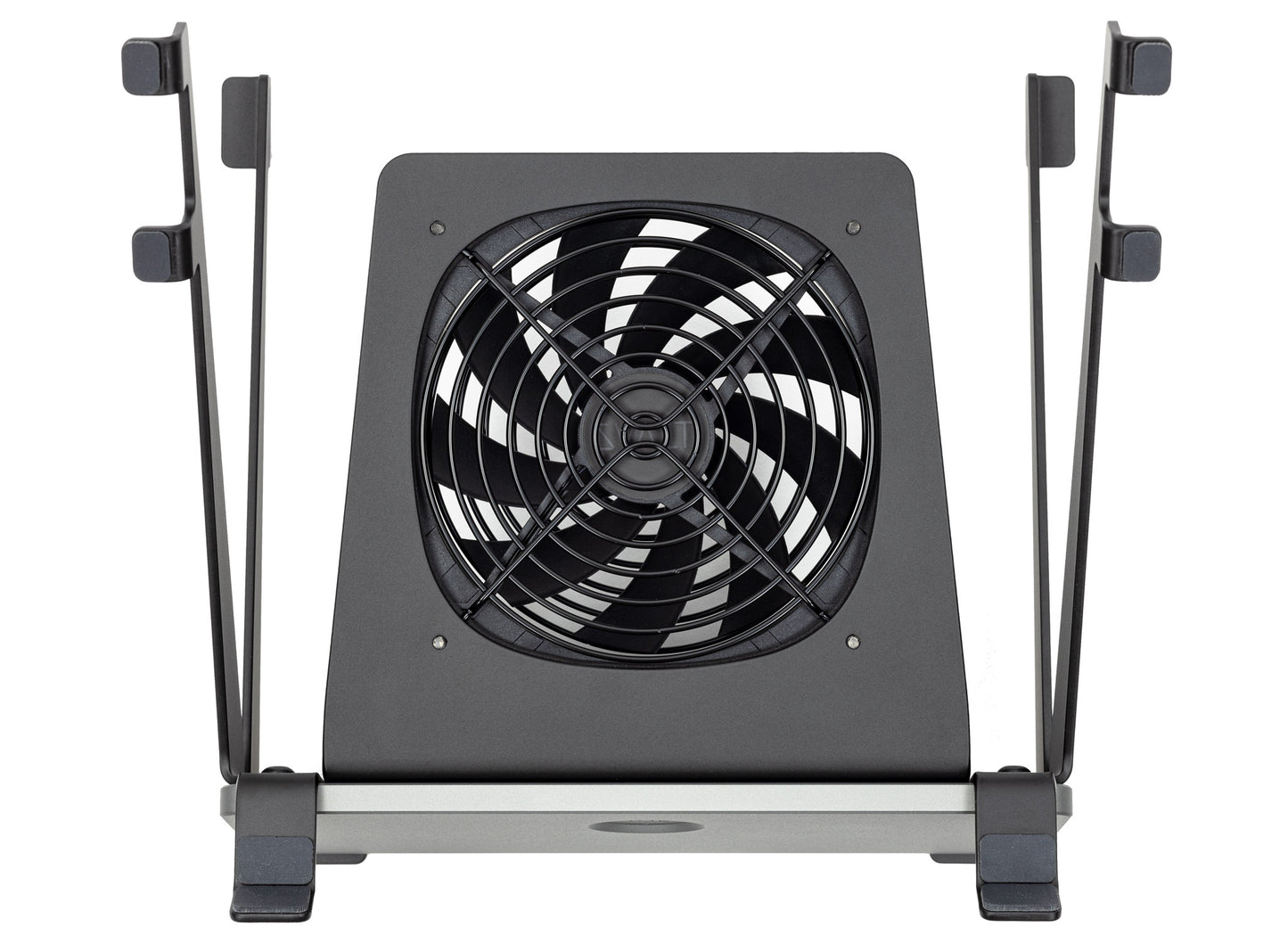 SVALT Cooling Stand model SRxB14 gray back side view for quiet fan cooling performance with Apple and PC laptops