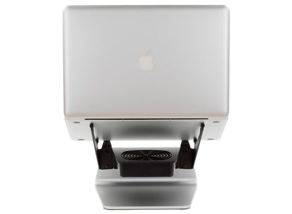 SVALT Cooling Stand model SxG17 silver back view for quiet fan cooling performance with Apple and PC laptops