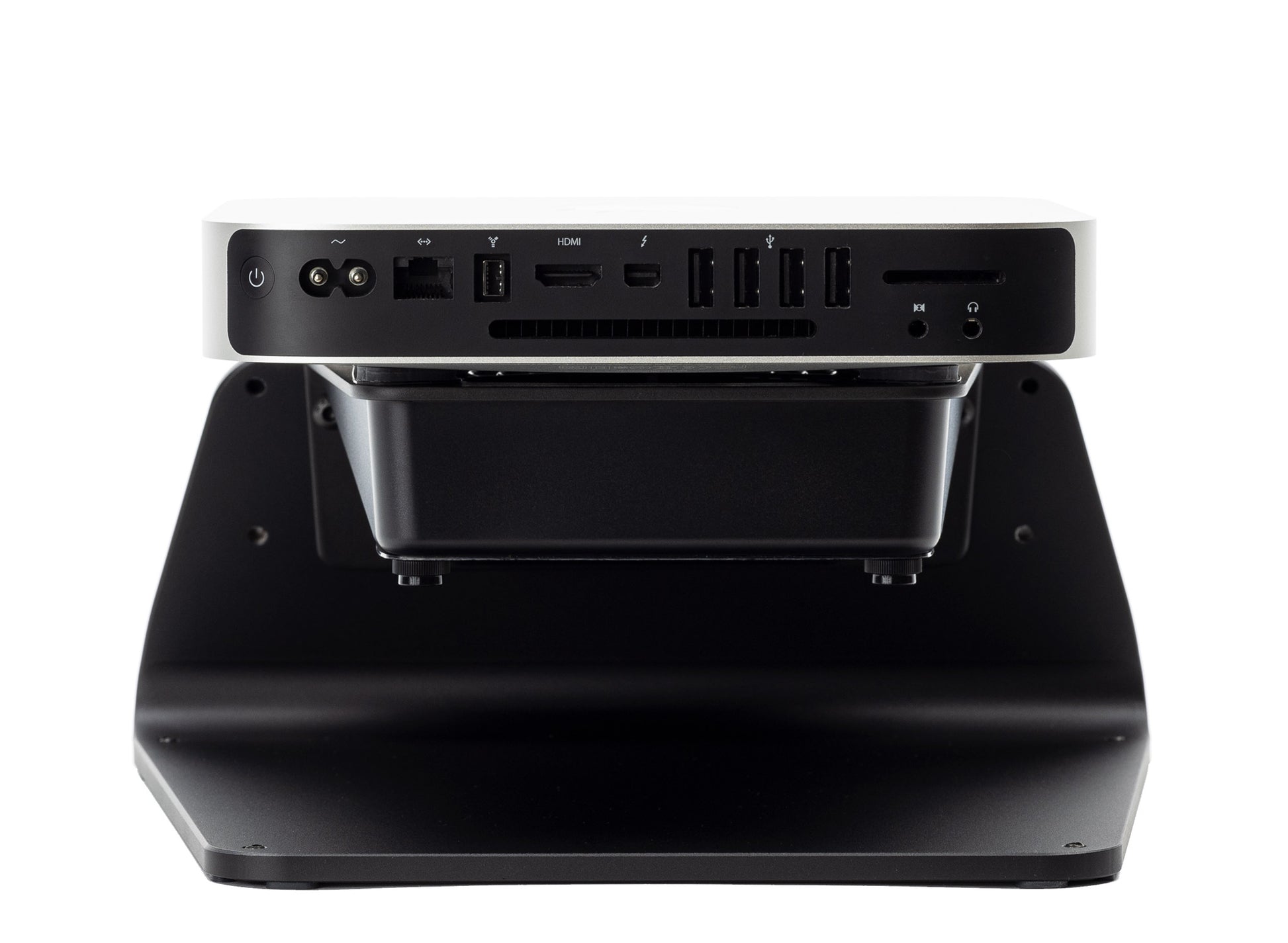 SVALT Cooling Stand model SxM black back view for quiet fan cooling performance with Apple Mac Mini