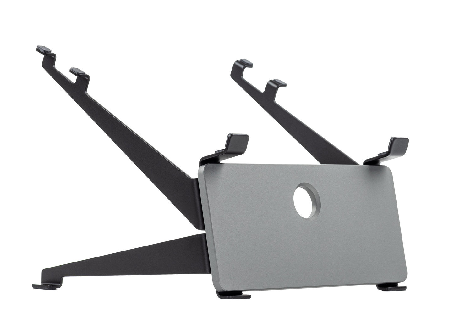 SVALT Cooling Stand model SRxN gray front side view for silent passive cooling performance with Apple and PC laptops