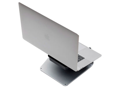 SVALT Cooling Stand model SxG17 gray back top side view for quiet fan cooling performance with Apple laptop 16-inch MacBook Pro