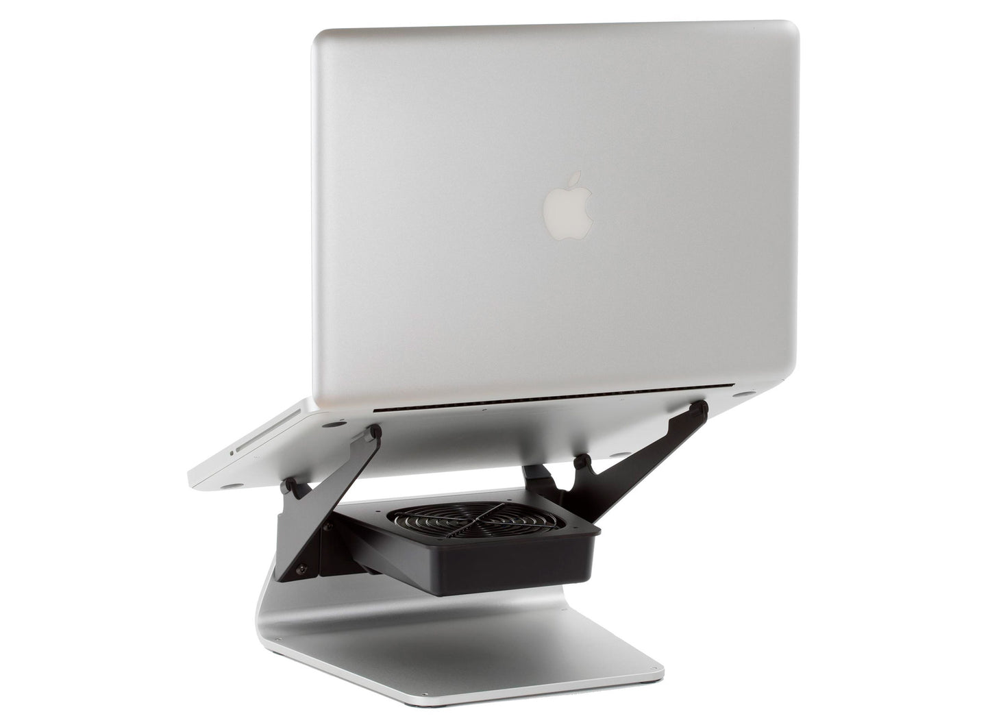 SVALT Cooling Stand model SxG17 silver back side view for quiet fan cooling performance with Apple and PC laptops